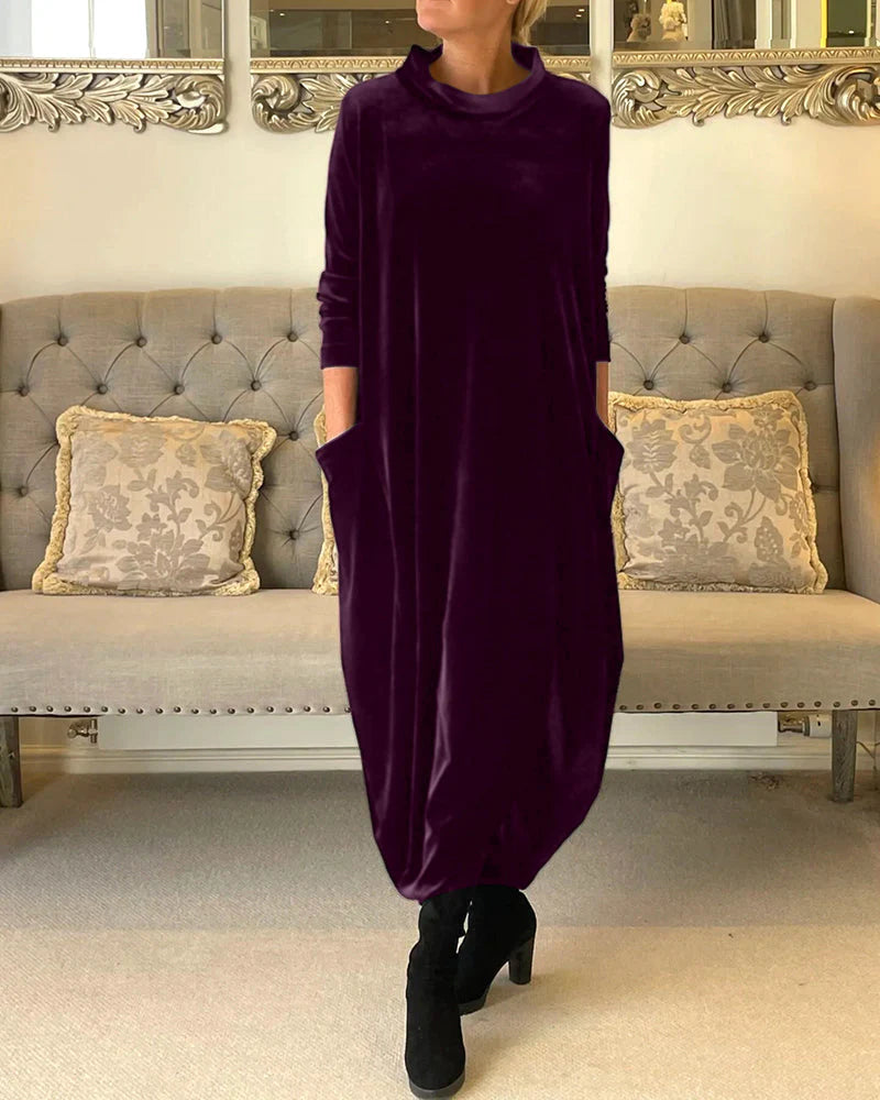 Luxurious Velvet Dress with Pockets for Women