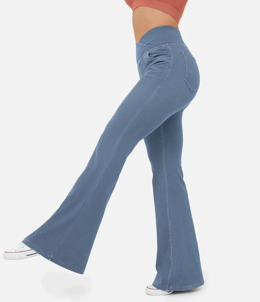 High Waist RetroFlare Crossover Trousers for Women