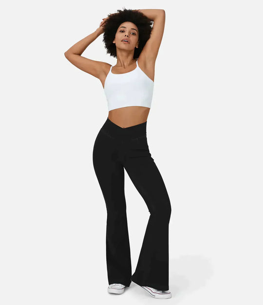 High Waist RetroFlare Crossover Trousers for Women