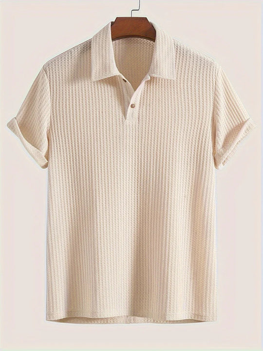 Waffle Knit Polo Shirt with High Stretch for Men