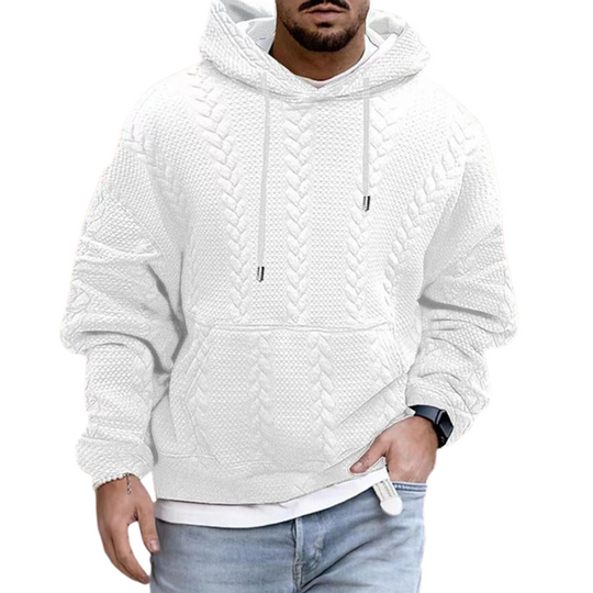 Patterned Hoodie with Kangeroo Pocket for Men