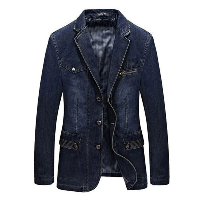 Men's Lapel Casual Single Breasted Denim Blazer