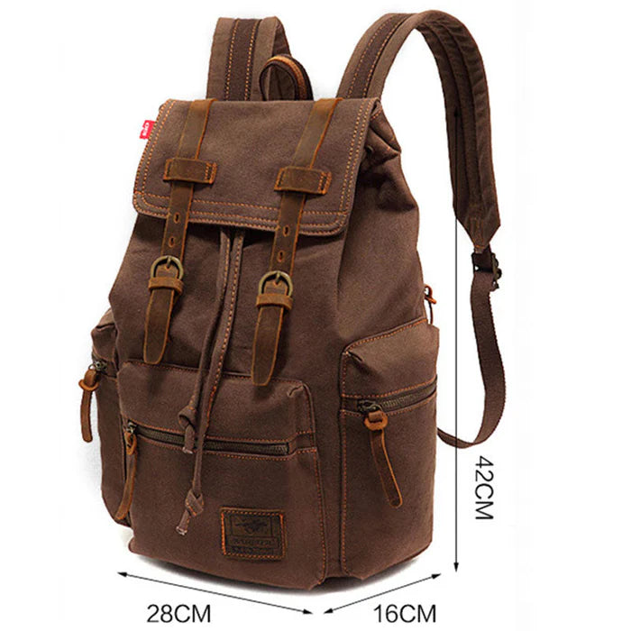 Vintage Canvas Multi-Pocket Flap Backpack for Men