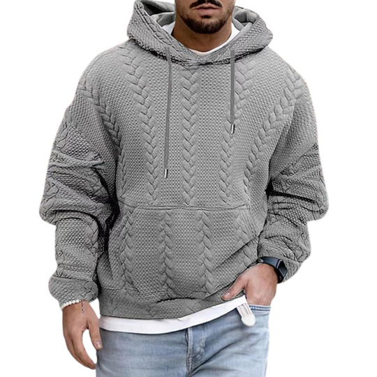 Patterned Hoodie with Kangeroo Pocket for Men