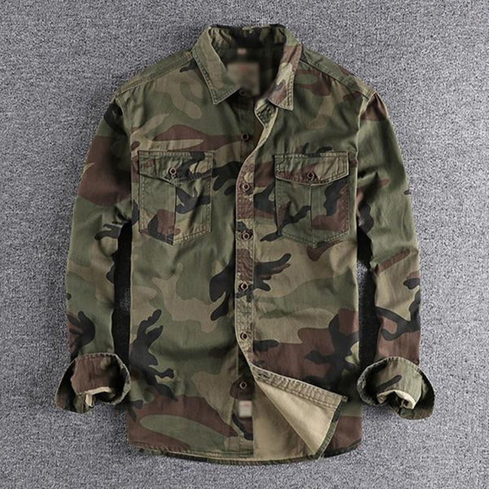 Men's Washed Camo Cargo Shirt