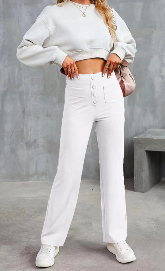 Women's High-waisted elastic casual pants