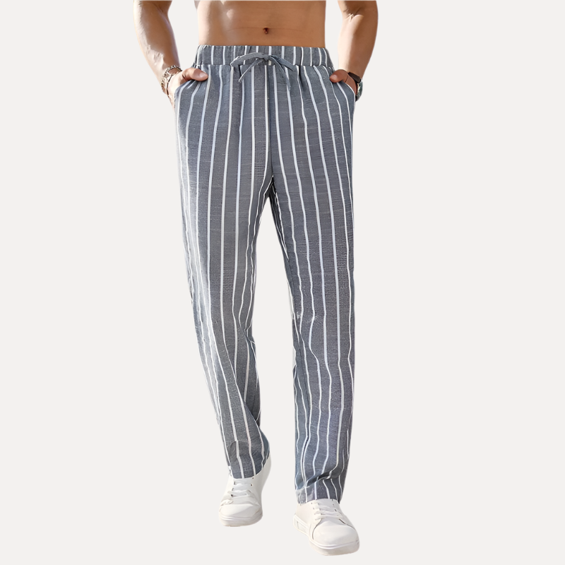 Armoire Men’s Striped Drawstring Pants - grey