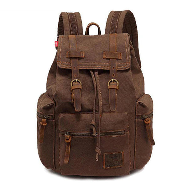 Vintage Canvas Multi-Pocket Flap Backpack for Men