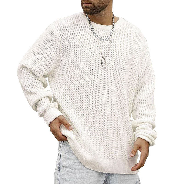 Men's Long Sleeve Round Neck Casual Loose Pullover Sweater