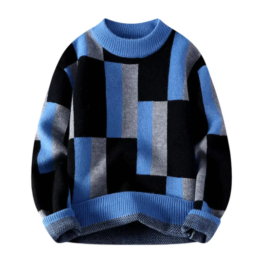 Plaid Wool Blend Sweater for Men