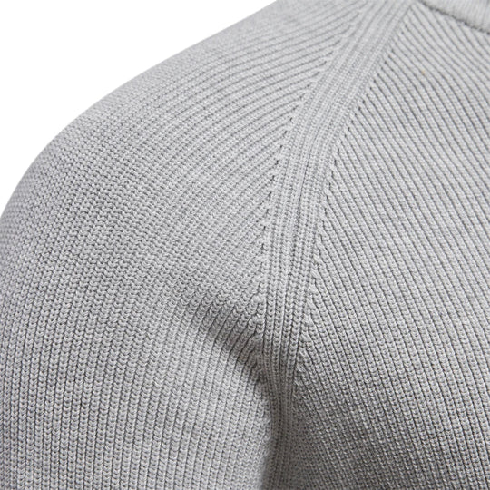 Mid-Collar Knitted Zip-Up for Men