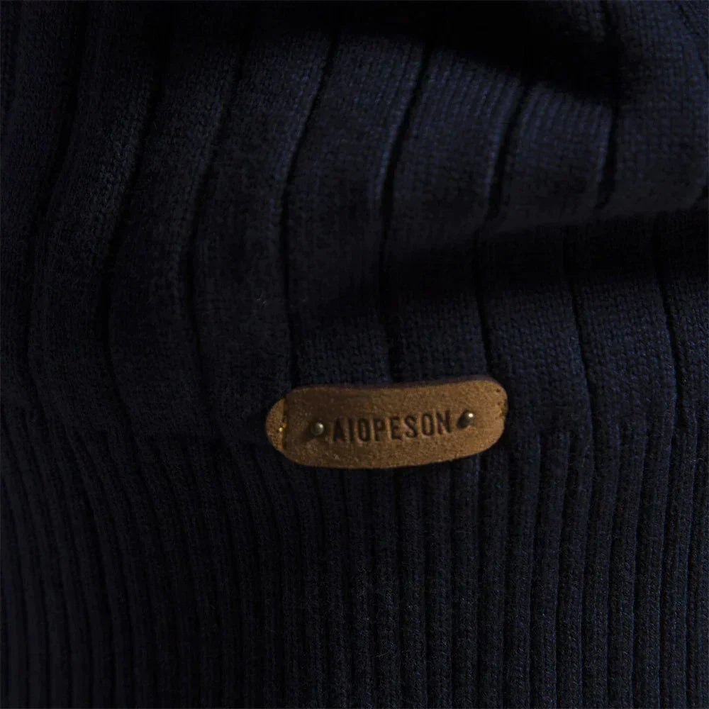 Mid-Collar Knitted Zip-Up for Men