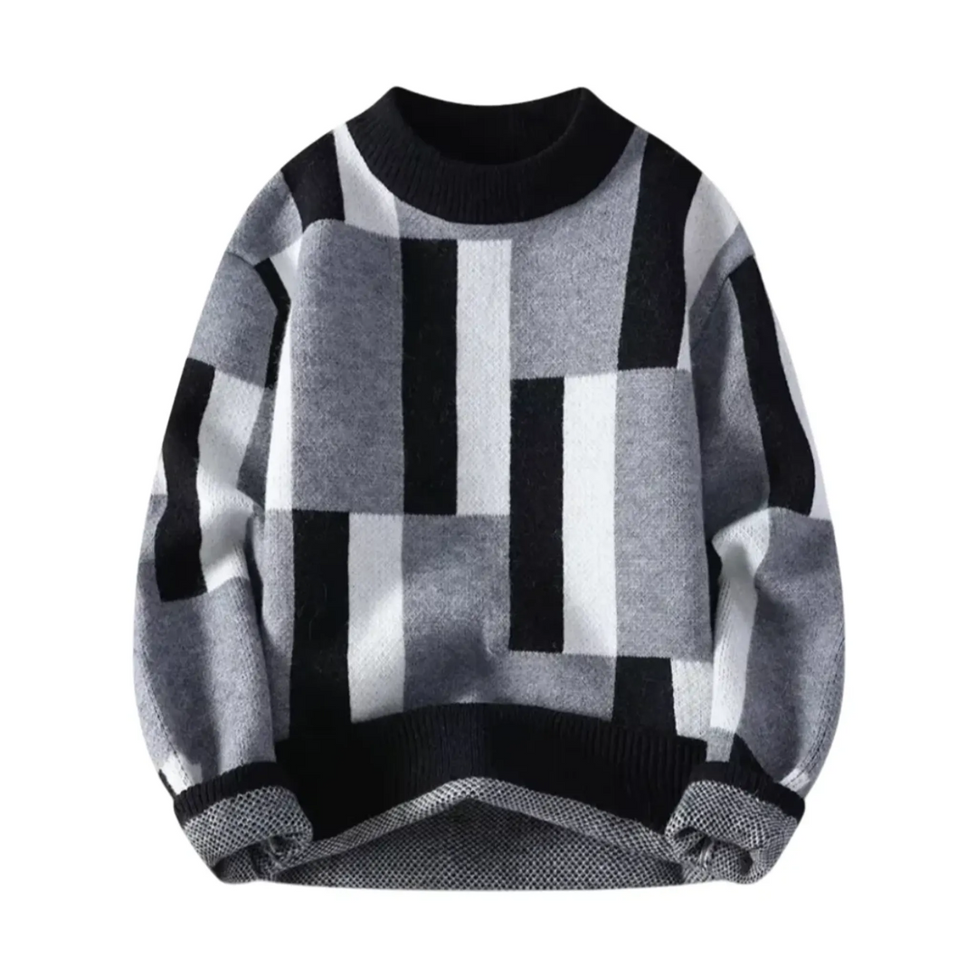 Plaid Wool Blend Sweater for Men