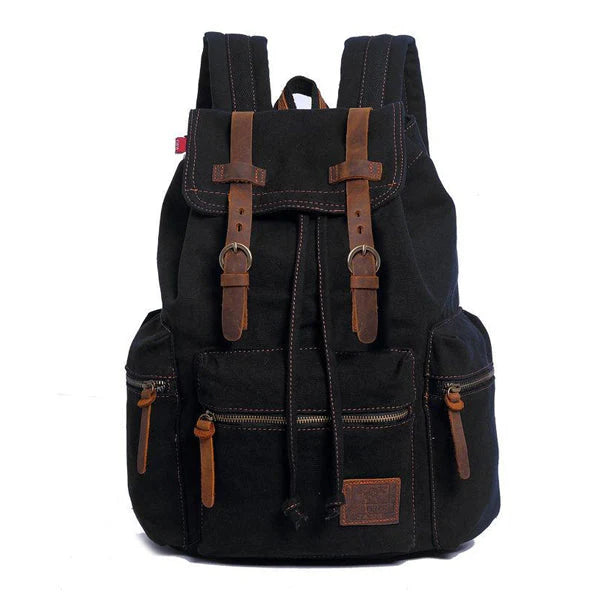 Vintage Canvas Multi-Pocket Flap Backpack for Men