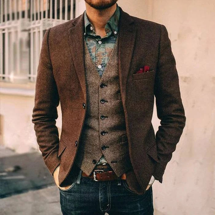 Brown 3-Pocket Blazer for Men