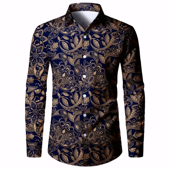 Men's Ornate Patterned Dress Shirt