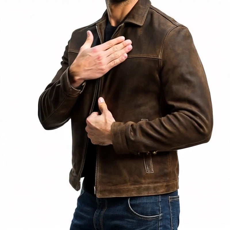 Men's Zipper Leather Jacket