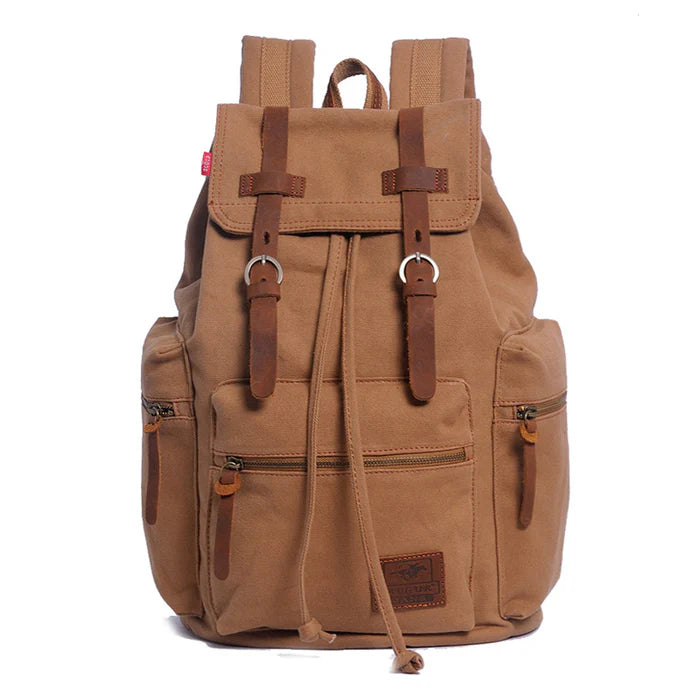 Vintage Canvas Multi-Pocket Flap Backpack for Men