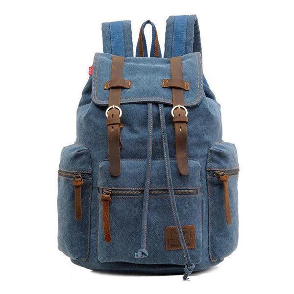 Canvas Multi-Pocket Flap Backpack for Men