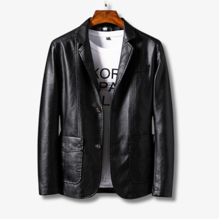 Men's Buttoned Leather Jacket