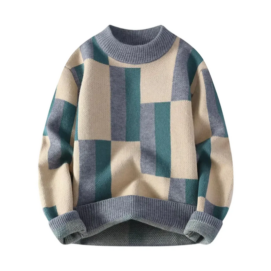 Plaid Wool Blend Sweater for Men