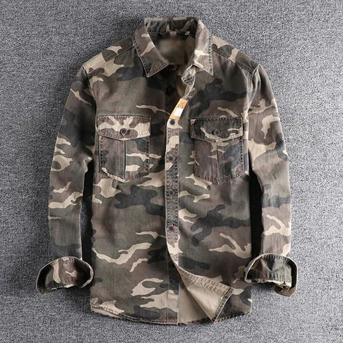 Men's Washed Camo Cargo Shirt