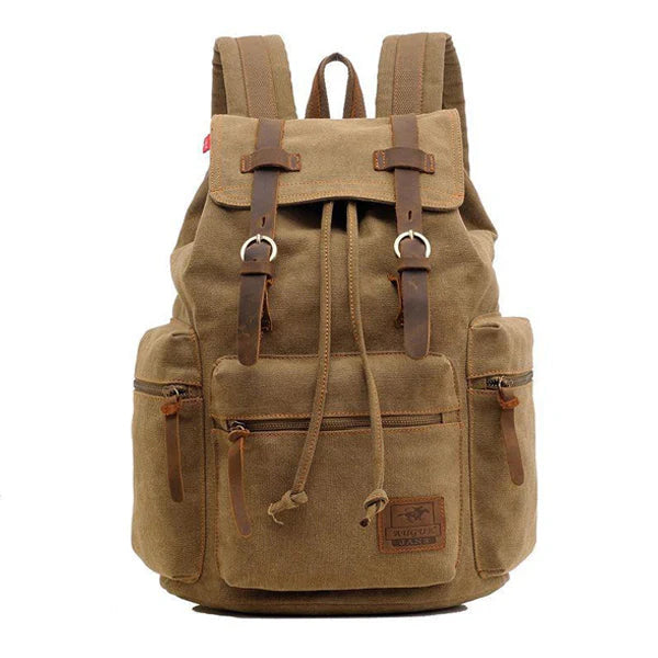 Vintage Canvas Multi-Pocket Flap Backpack for Men