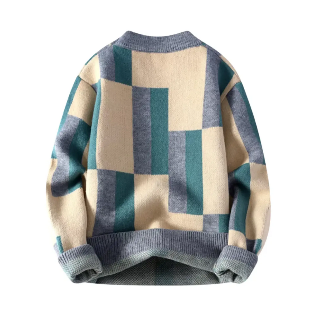 Plaid Wool Blend Sweater for Men