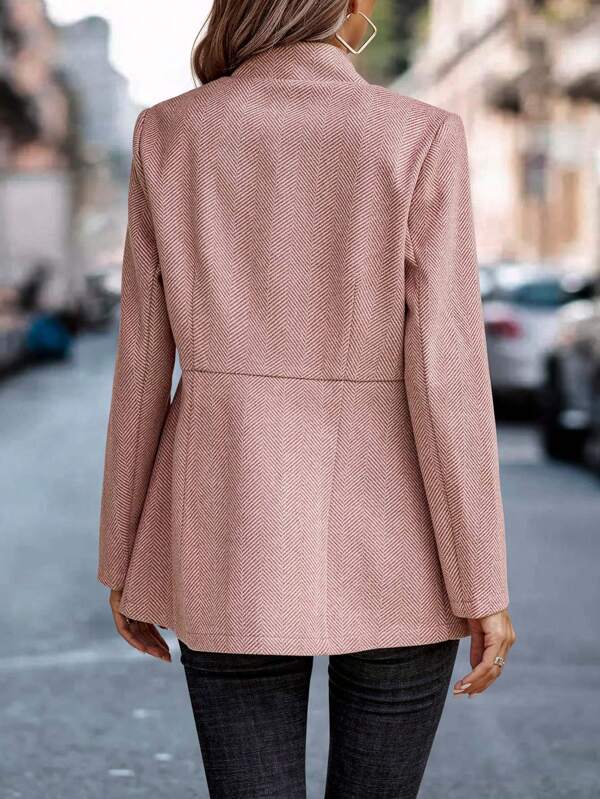 Pink Classic Long-sleeved Blazer for Women