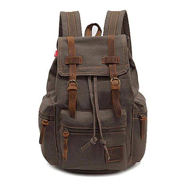 Vintage Canvas Multi-Pocket Flap Backpack for Men