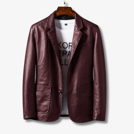 Men's Buttoned Leather Jacket