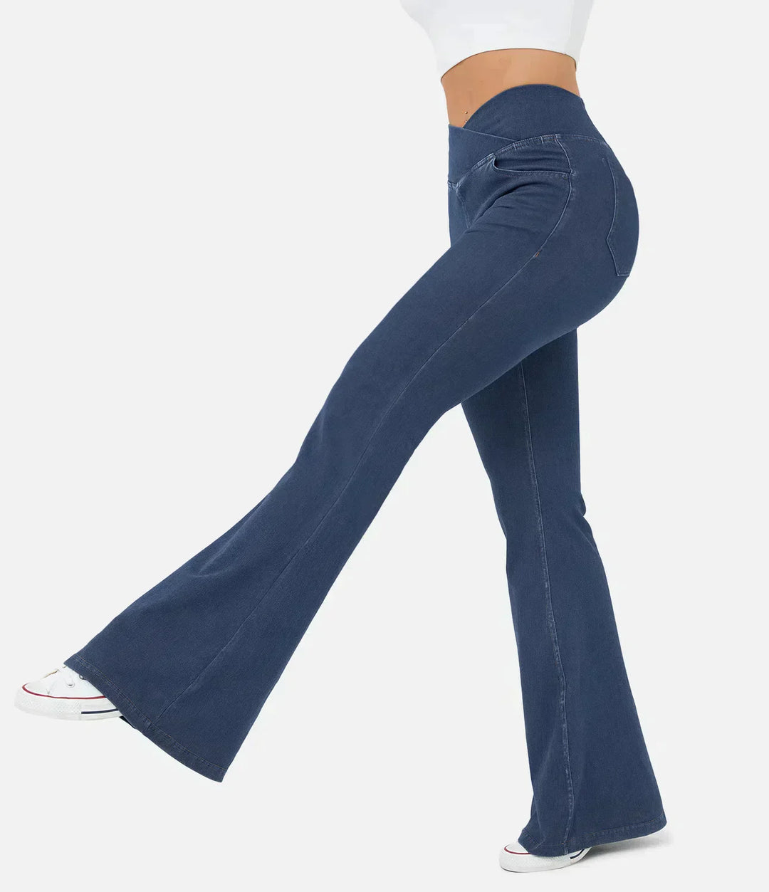 High Waist RetroFlare Crossover Trousers for Women