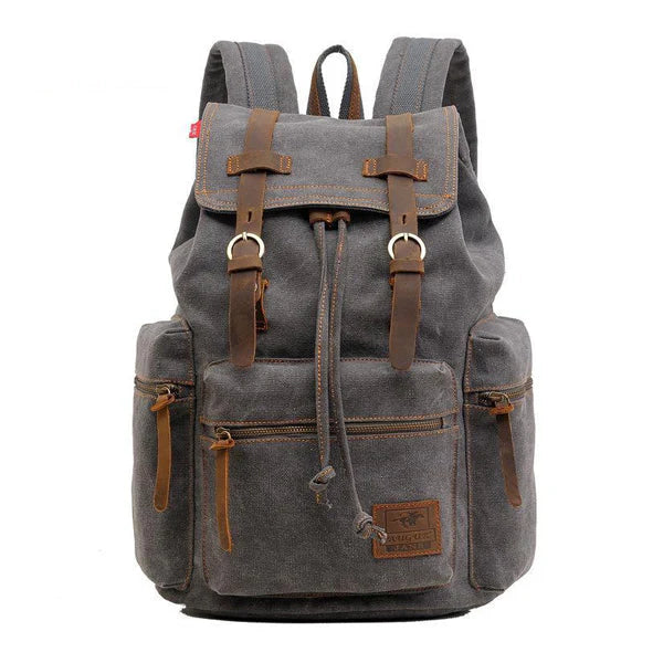 Vintage Canvas Multi-Pocket Flap Backpack for Men