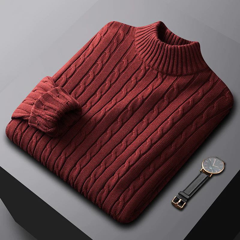 Mid-Collar Luxurious Knitted Sweater for Men