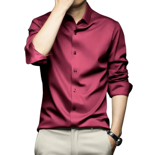 Men's Formal Long Sleeve Silk Shirt