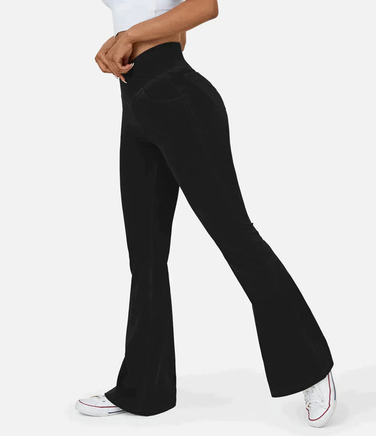 High Waist RetroFlare Crossover Trousers for Women