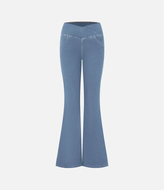 High Waist RetroFlare Crossover Trousers for Women