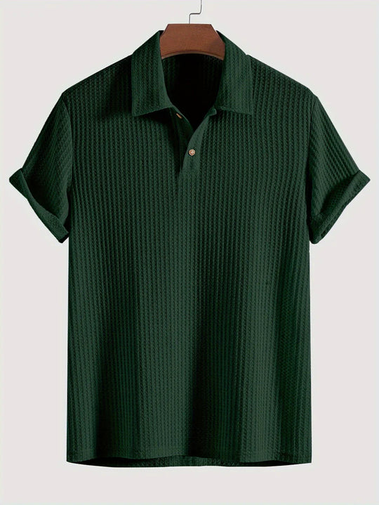 Waffle Knit Polo Shirt with High Stretch for Men