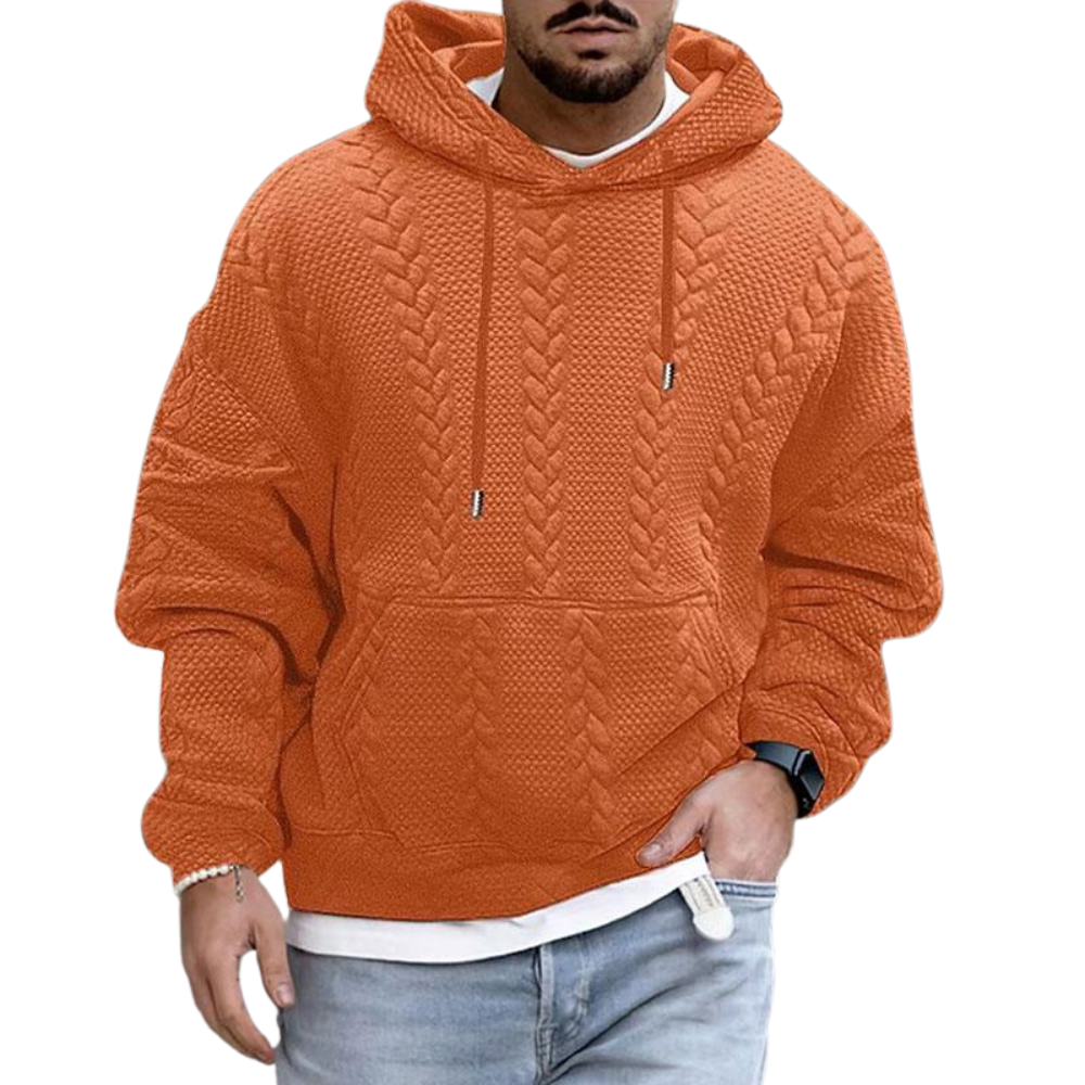 Patterned Hoodie with Kangeroo Pocket for Men