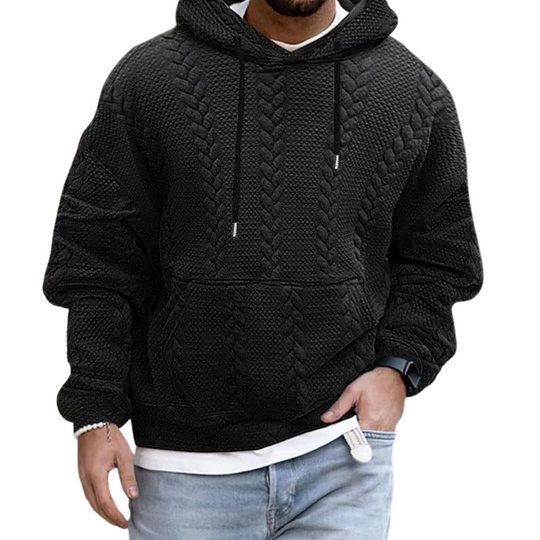 Patterned Hoodie with Kangeroo Pocket for Men