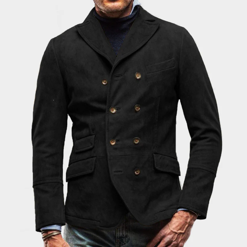 Double Buttoned Suede Blazer for Men