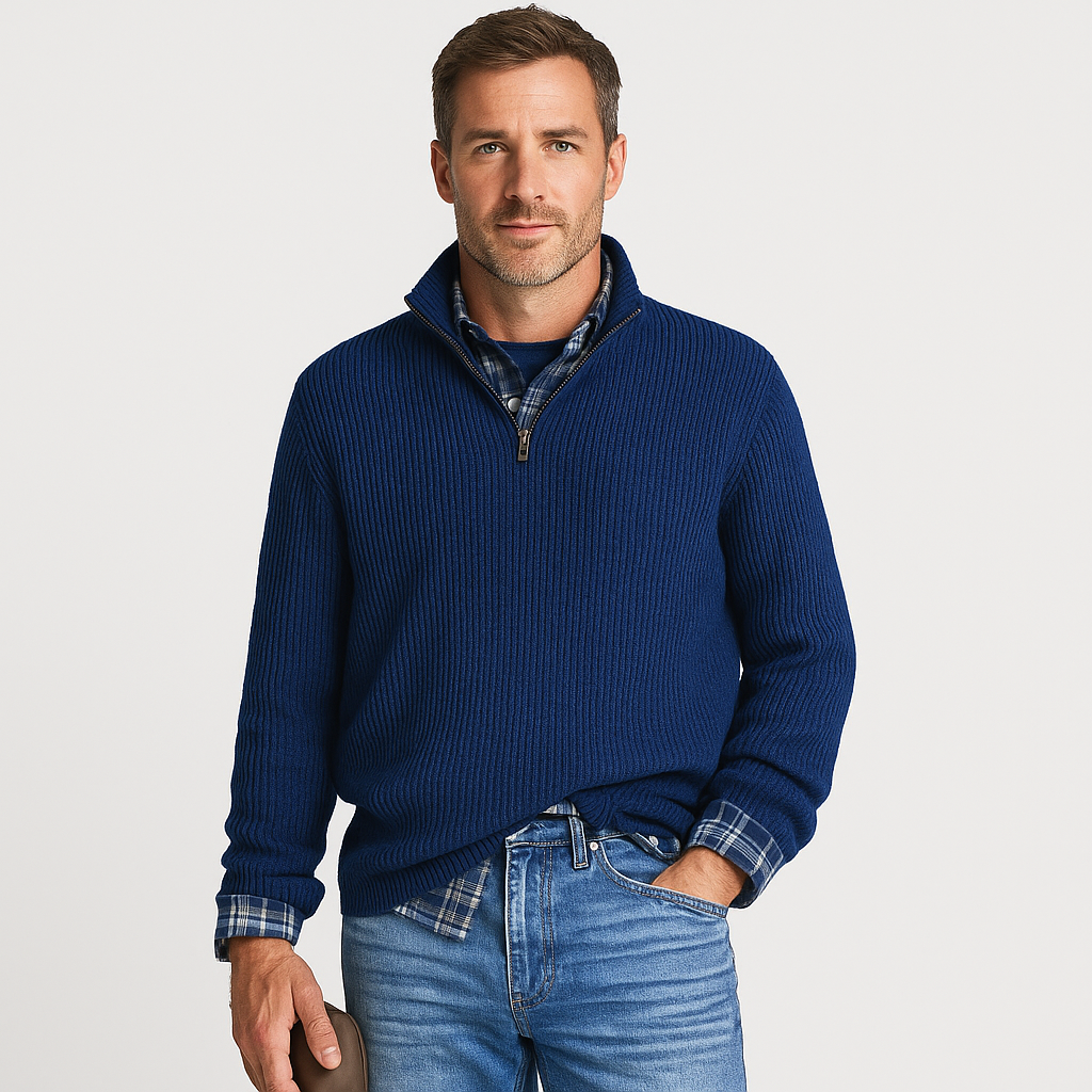 Knitted Quarter-Zip Sweater for Men
