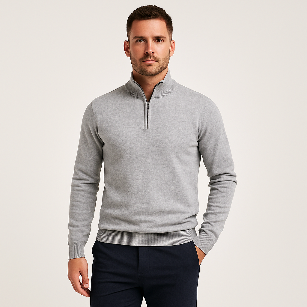 Half-Zip Pullover Sweater with Lightweight Knit