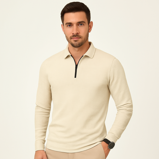 Men's Long Sleeve Polo Shirt With Zipper