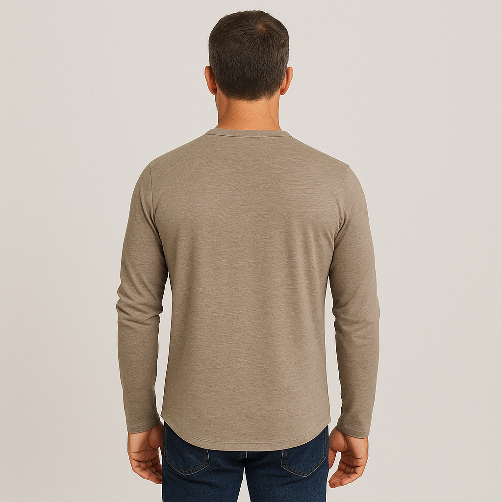 Men's Henley Collar Long Sleeve T-Shirt