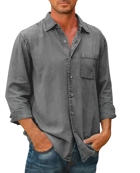 Men's Casual Long-Sleeve Shirt with Soft Fabric