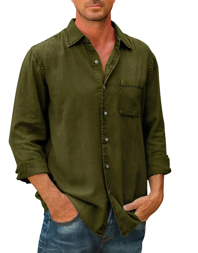 Men's Casual Long-Sleeve Shirt with Soft Fabric