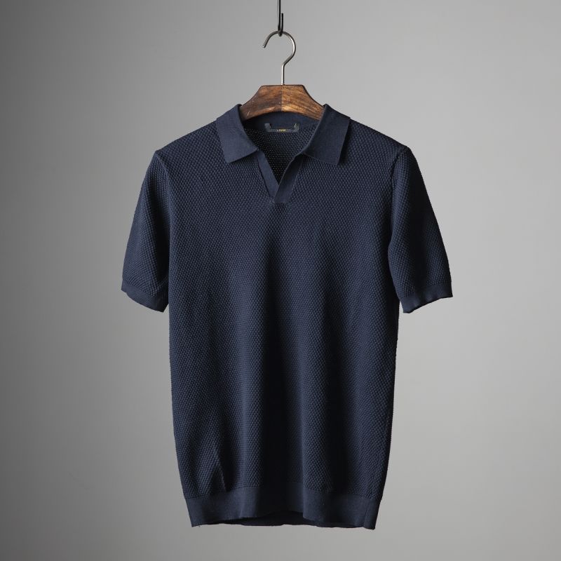 Knitted Cotton Polo Shirt for Men