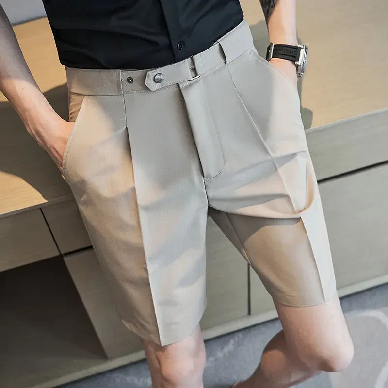 Stylish Straight Pleated Chino Shorts for Men