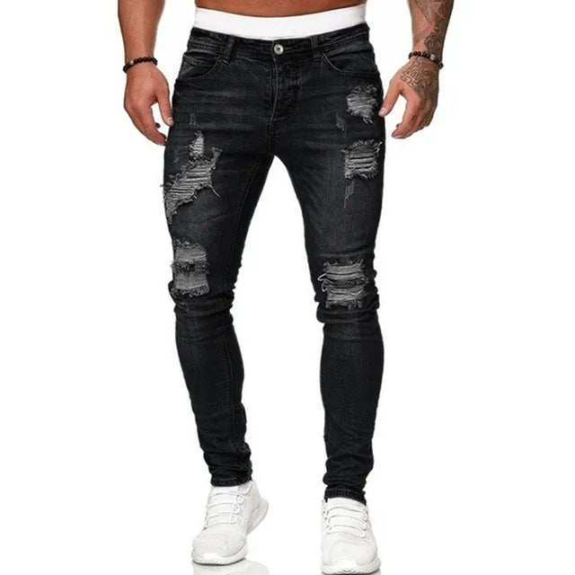Heavy-Duty Washed Jeans for Men